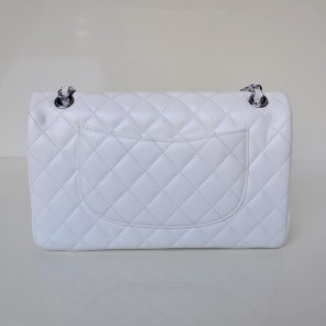 Chanel 2.55 Classic Flap Bag Sheepskin Leather in white with Silver Hardware