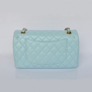 Chanel 2.55 Classic Flap Bag lake Green Sheepskin Leather Gold