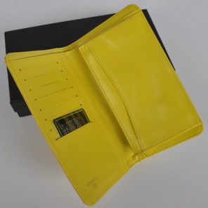Chanel A001 Patent leather Long Two-Fold Wallets in Lemon