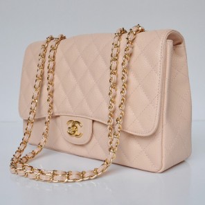 Chanel A28600 Caviar Leather Classic Flap Bag in Pink with Gold