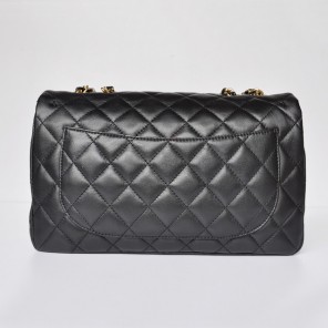 Chanel A28600 Sheepskin Leather Classic Flap Bag in Black with Gold