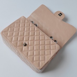 Chanel A28600 Sheepskin Leather Classic Flap Bag in Pink with Silver