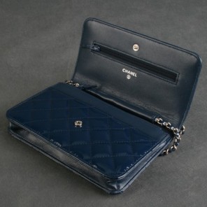 Chanel A33814 Original Patent Leather Flap Bag Royalblue in Silver