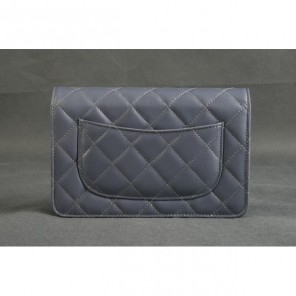 Chanel A33814 Original Sheepskin Leather Flap Bag Grey Purple in Silver