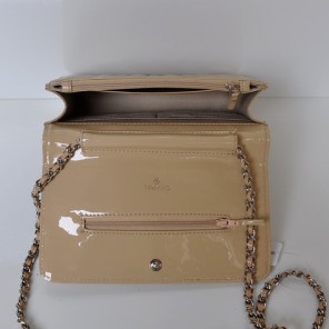Chanel A33814 Patent Leather Flap Bag Apricot in Silver