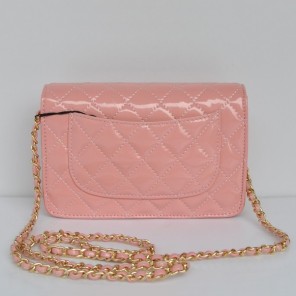 Chanel A33814 Patent Leather Flap Bag Pink in Gold