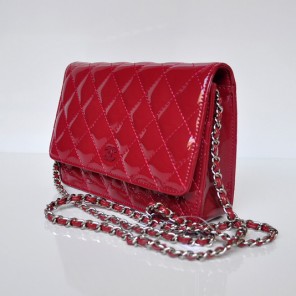 Chanel A33814 Patent Leather Flap Bag Rose in Silver
