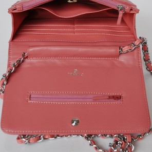 Chanel A33814 Sheepskin Leather Flap Bag Peach in Silver