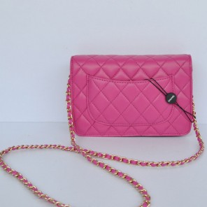 Chanel A33814 Sheepskin Leather Flap Bag Rose in Gold