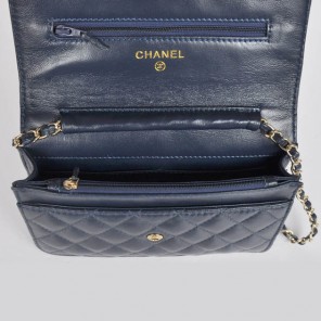 Chanel A33814 Sheepskin Leather Flap Bag Royalblue in Gold
