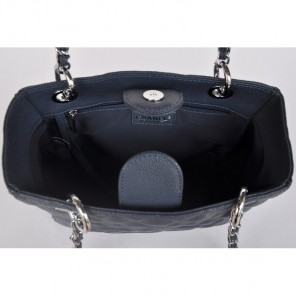 Chanel A50994 Medium Shopping Bags Caviar Leather Blue Silver Hardware