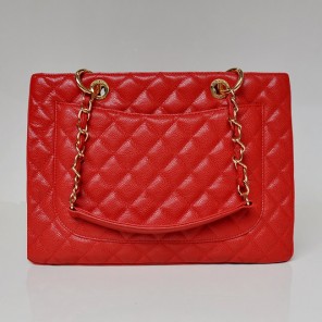 Chanel A50995 Original Caviar Leather Shoulder Bag Red in Gold