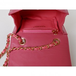 Chanel A67116 Classic mini Flap Bag Sheepskin leather Peach in Gold