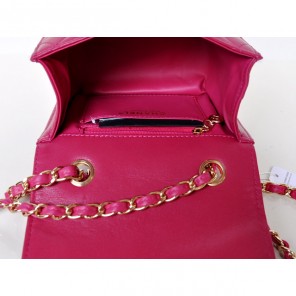 Chanel A67116 Classic mini Flap Bag Sheepskin leather Rose in Gold