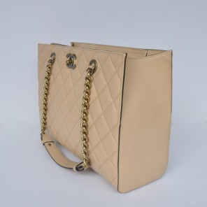 Chanel A67248 Calfskin Leather Shopping Bag in Apricot