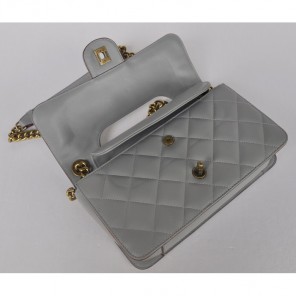 Chanel A68320 Flap Shoulder Bag Calfskin Leather Grey