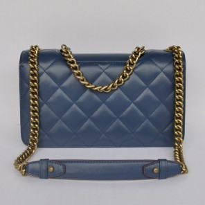 Chanel A68320 Flap Shoulder Bag Calfskin Leather Royalblue