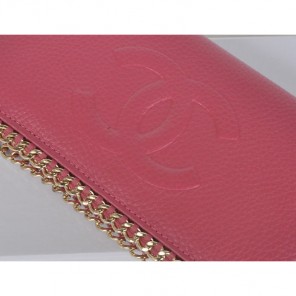 Chanel CC Logo Long Zippy Wallet C165 Rose