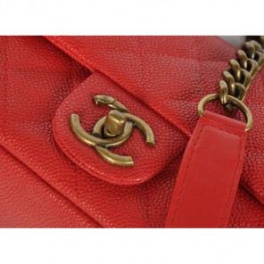 Chanel Classic Caviar leather Top Flap Bag A67622 Red