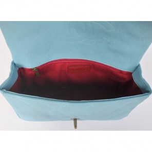 Chanel Classic Caviar leather Top Flap Bag A67622 light blue