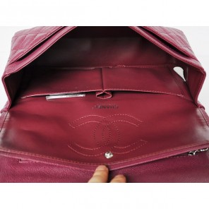 Chanel Classic Flap Bag 1113 Caviar leather in Purple with Silver