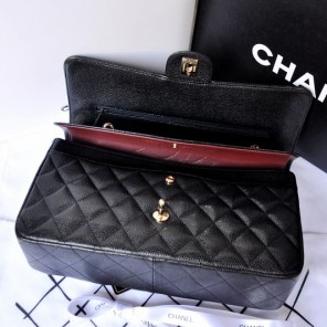 Chanel Classic Flap Bag 1113 Original Caviar leather in Black with Gold