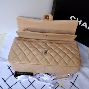 Chanel Classic Flap Bag 1113 Original Lambskin leather in Apricot with Silver