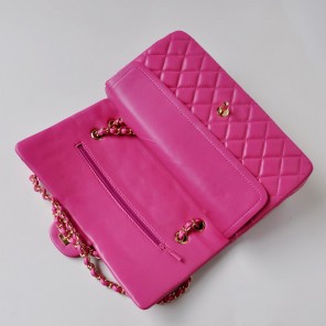Chanel Classic Flap Bag 1113 Original Lambskin leather in Rose with Gold