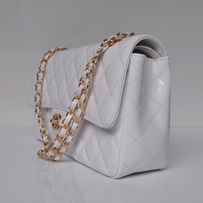 Chanel Classic Flap Bag 1113 Patent leather in White with Gold