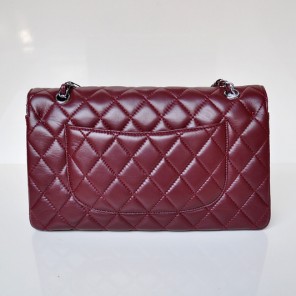 Chanel Classic Flap Bag 1113 Sheepskin leather in Claret with Silver