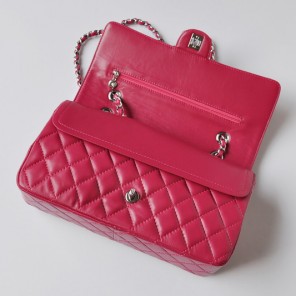 Chanel Classic Flap Bag 1113 Sheepskin leather in Rose with Silver