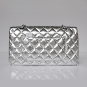Chanel Classic Flap Bag 1113 Sheepskin leather in Silver with Silver