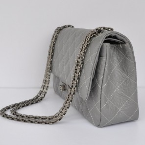 Chanel Classic Flap Bag A30226 elephantskin Gray with Antique Silver chain