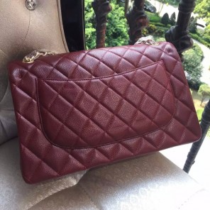 Chanel Classic Flap Bag Claret Original Caviar Leather 1113