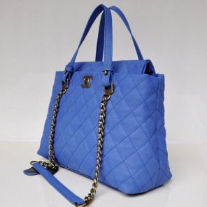 Chanel Classic Nubuck Cannage Pattern leather Two Handle Bag A69091 Blue