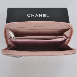 Chanel Combon Zip Around Wallet Sheepskin A167 Light Pink