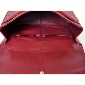 Chanel Jumbo Quilted Classic Caviar leather Flap Bag A58600 Red Gold