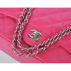 Chanel Jumbo Quilted Classic Caviar leather Flap Bag A58601 Rose Silver