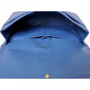 Chanel Jumbo Quilted Classic Caviar leather Flap Bag A58601 blue Gold