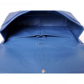 Chanel Jumbo Quilted Classic Caviar leather Flap Bag A58601 blue Silver