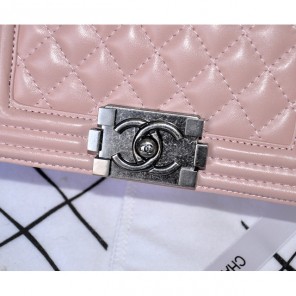 Chanel LE Boy 2014 Flap Shoulder Bag Original Sheepskin Leather A67063 Pink