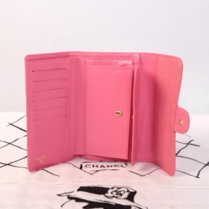 Chanel Matelasse Bi-Fold Wallet Nubuck Cannage leather C0041 Pink