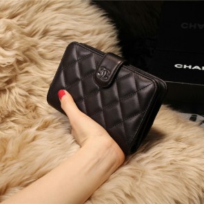 Chanel Matelasse Bi-Fold Wallet Sheepskin Leater A31506 Black