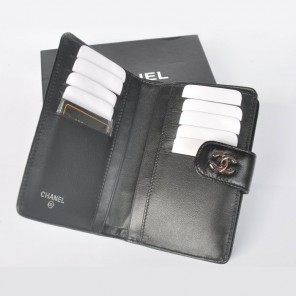 Chanel Matelasse Bi-Fold Wallet Sheepskin Leather C092 Black