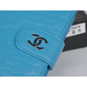 Chanel Matelasse Bi-Fold Wallet Sheepskin Leather C092 Blue
