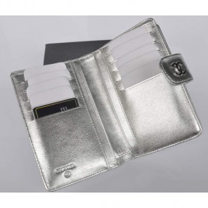 Chanel Matelasse Bi-Fold Wallet Sheepskin Leather C092 Silver