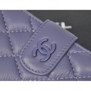 Chanel Matelasse Bi-Fold Wallet Sheepskin Leather C093 Purple