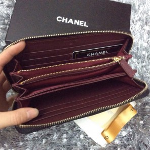 Chanel Matelasse Zip Around Wallet Caviar leather A50071 Black
