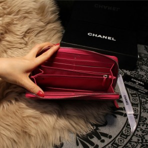 Chanel Matelasse Zip Around Wallet Sheepskin A31505 Rose
