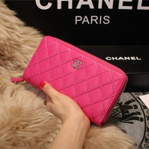 Chanel Matelasse Zip Around Wallet Sheepskin A80131 Rose